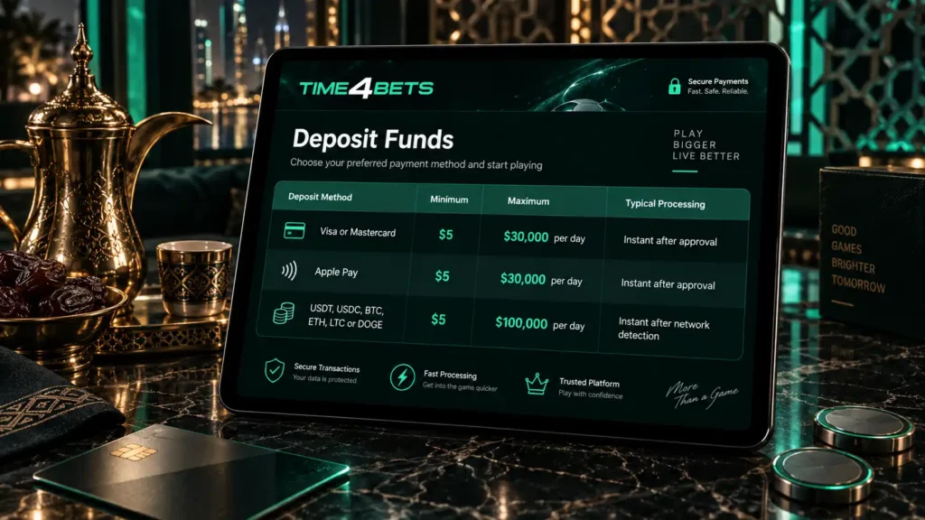 Time4Bets cashier deposit