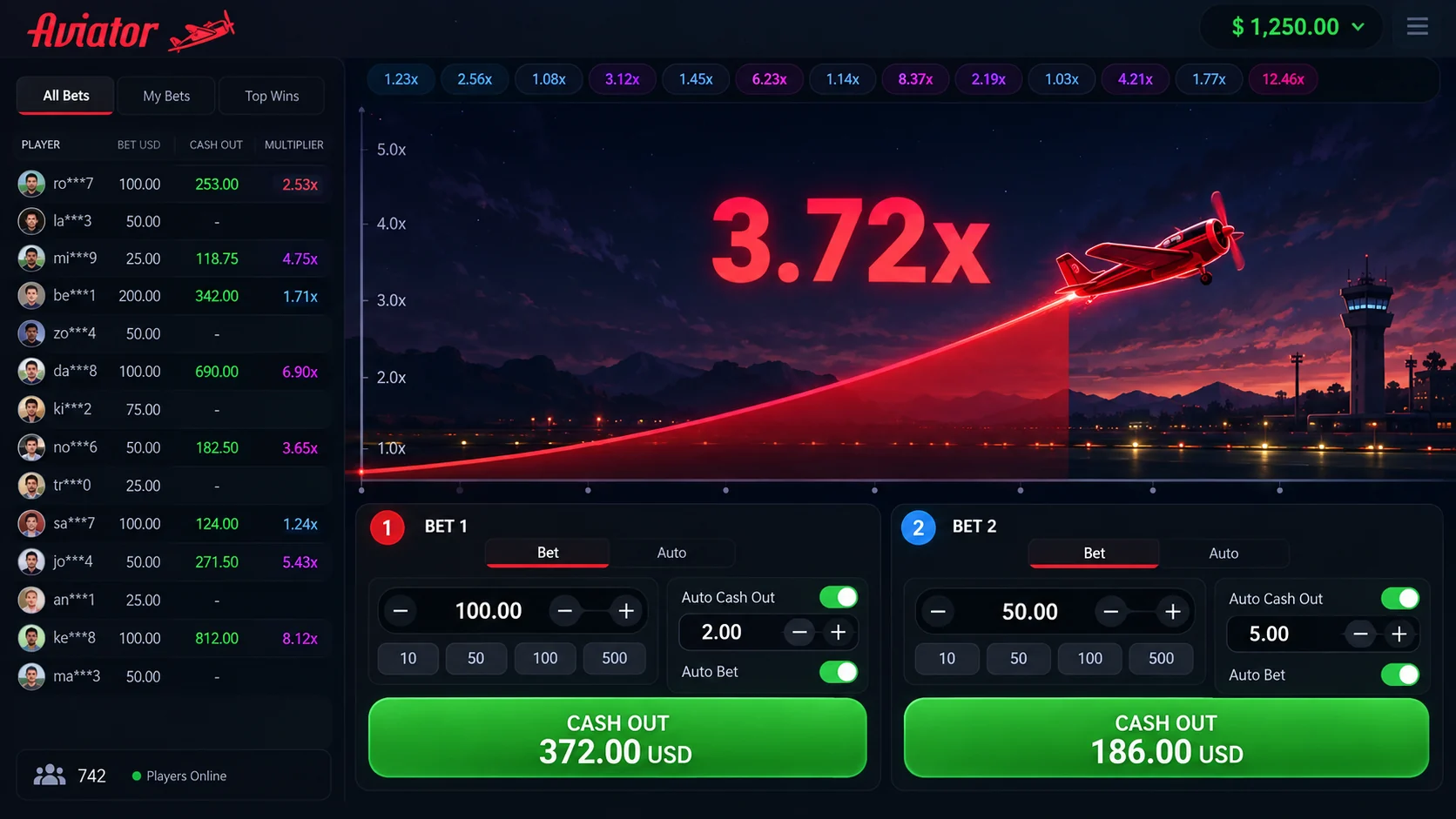 Aviator Auto Bet and Auto Cash Out gameplay controls