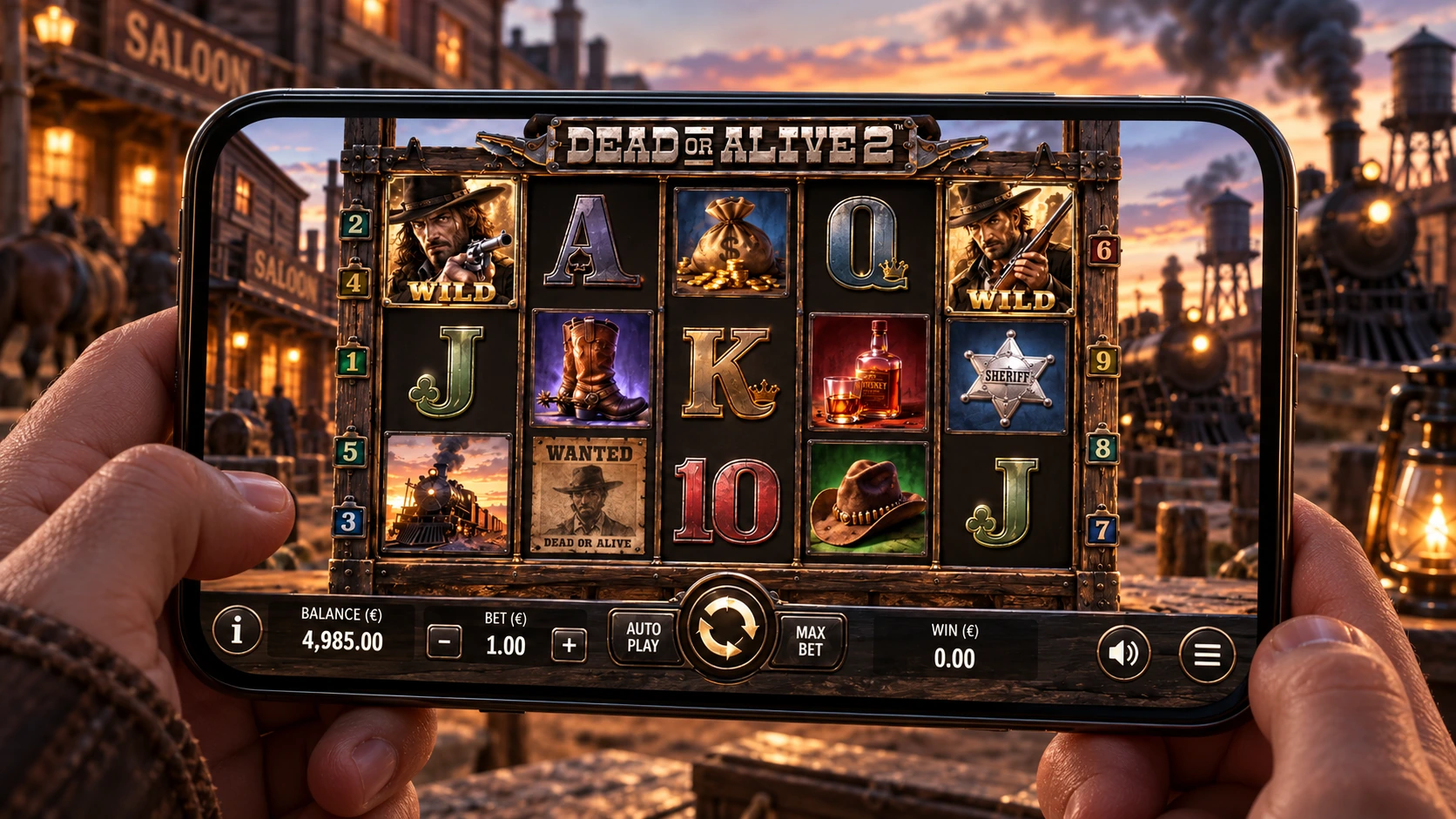 Dead or Alive 2 mobile slot game interface