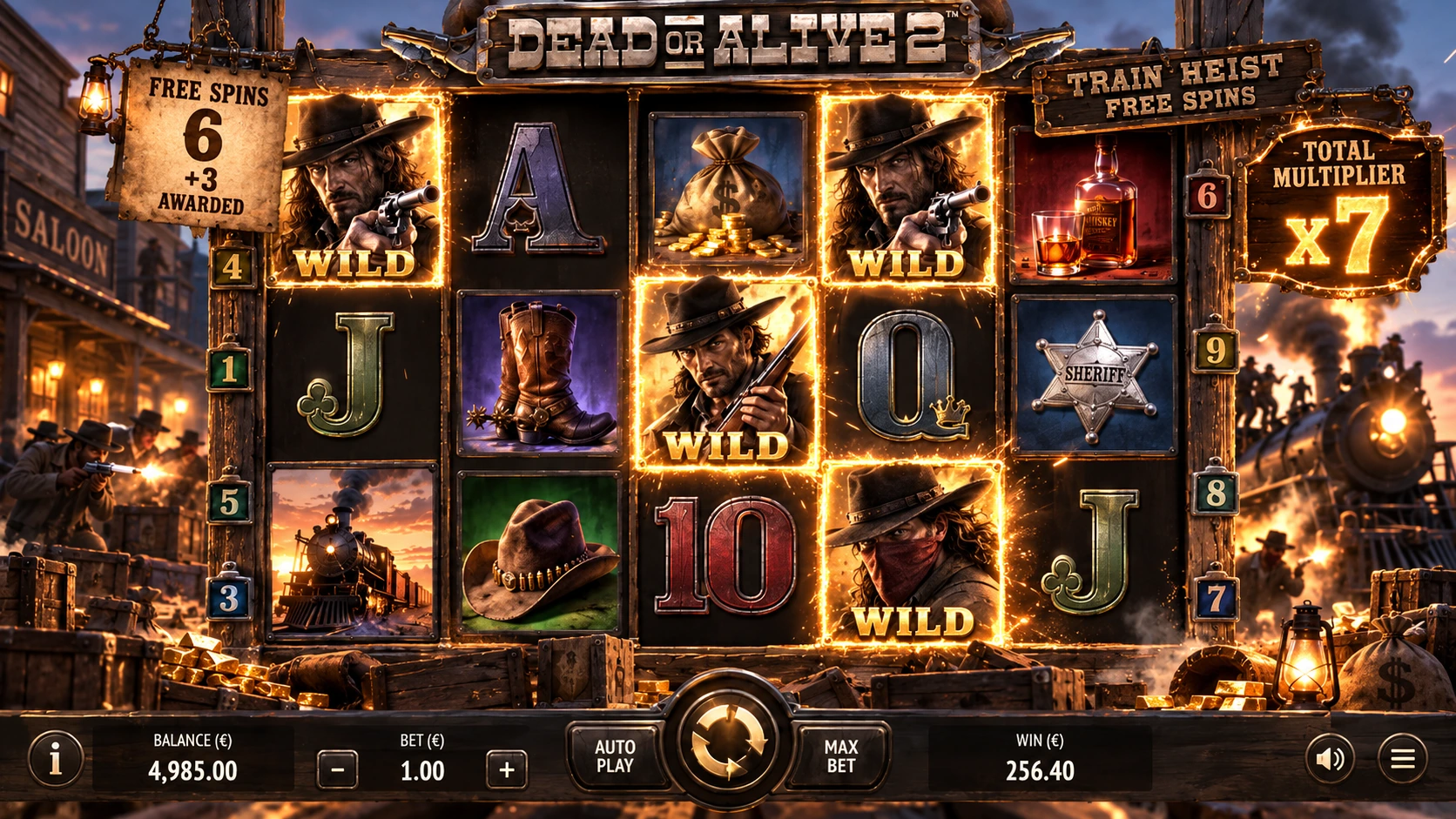Dead or Alive 2 Train Heist and free spins sticky wild mechanics