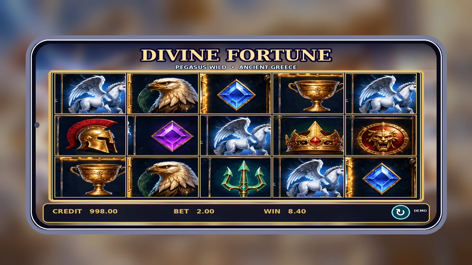 Divine Fortune NetEnt slot gameplay on a mobile screen