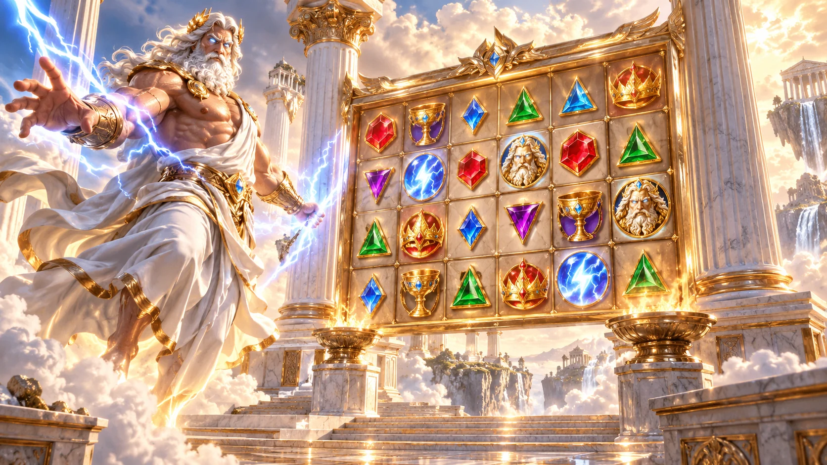 Gates of Olympus by Pragmatic Play slot gameplay with Zeus and 6x5 grid