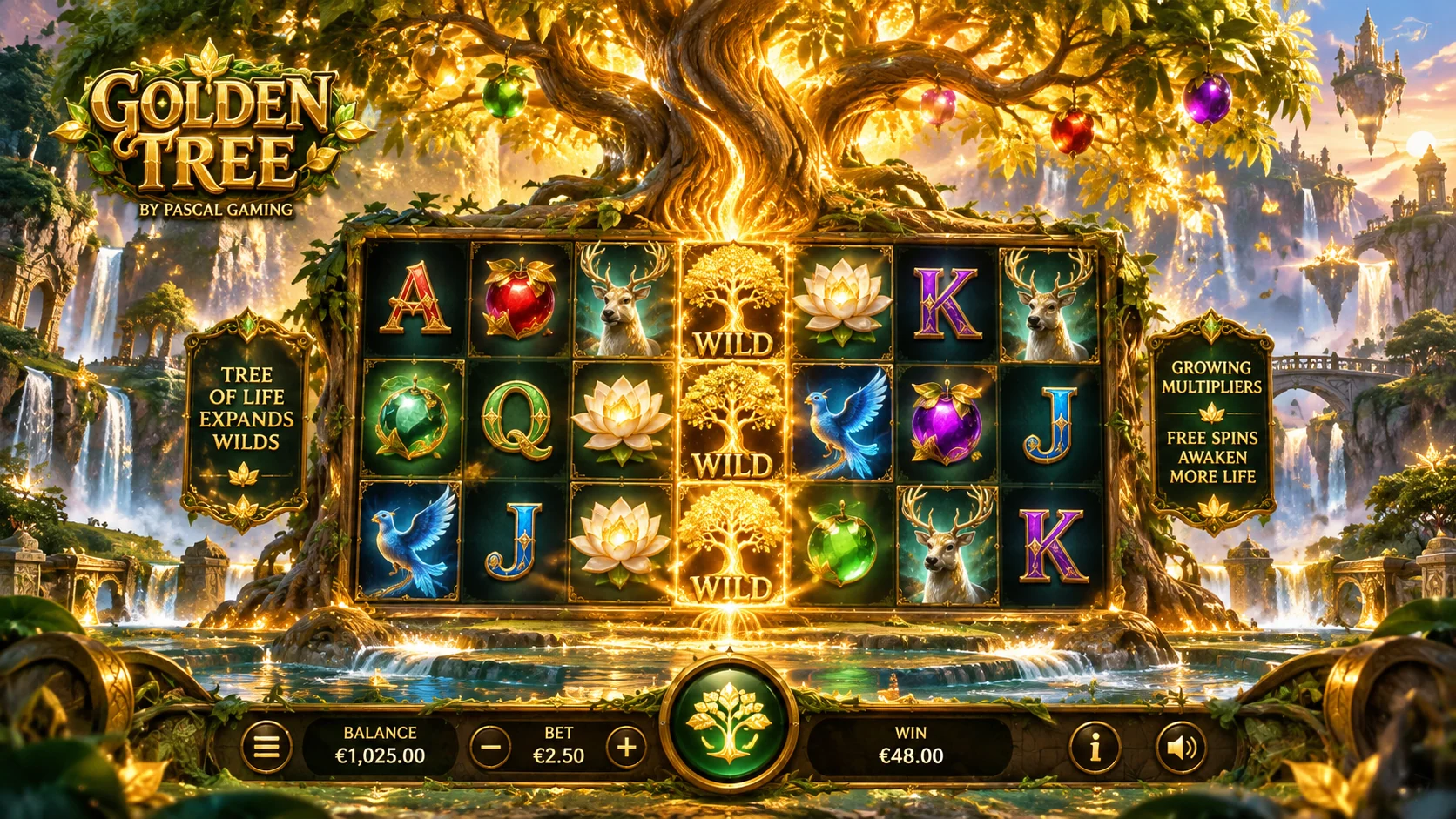 Golden Tree expanding Tree of Life wild symbols