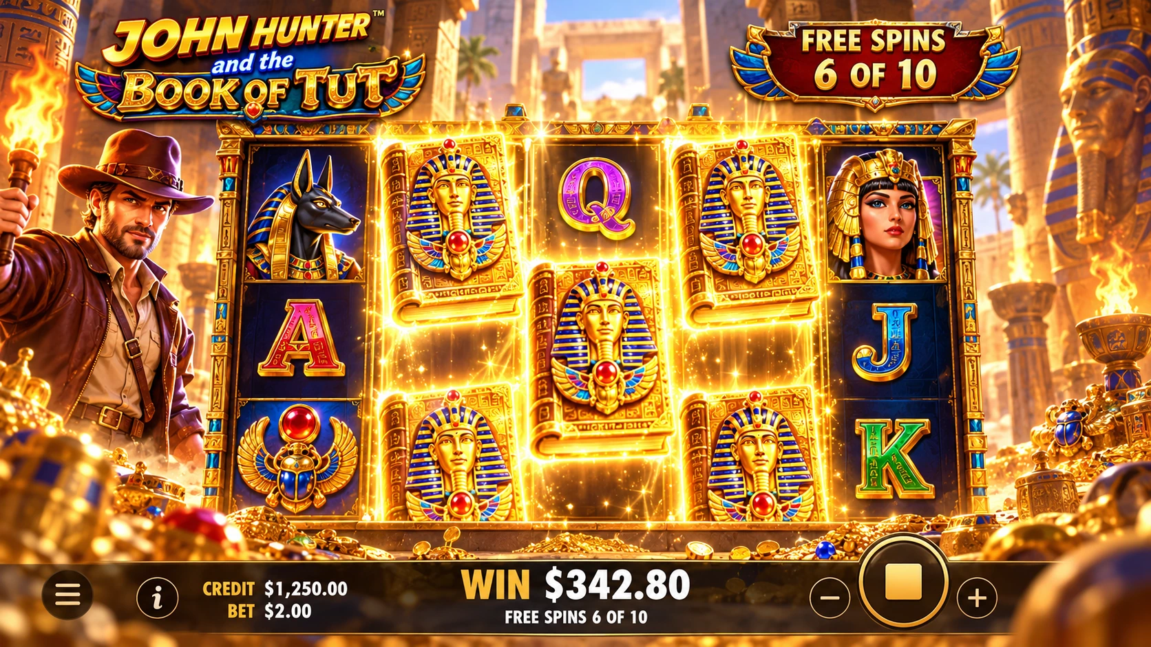 John Hunter Book of Tut free spins with expanding symbols