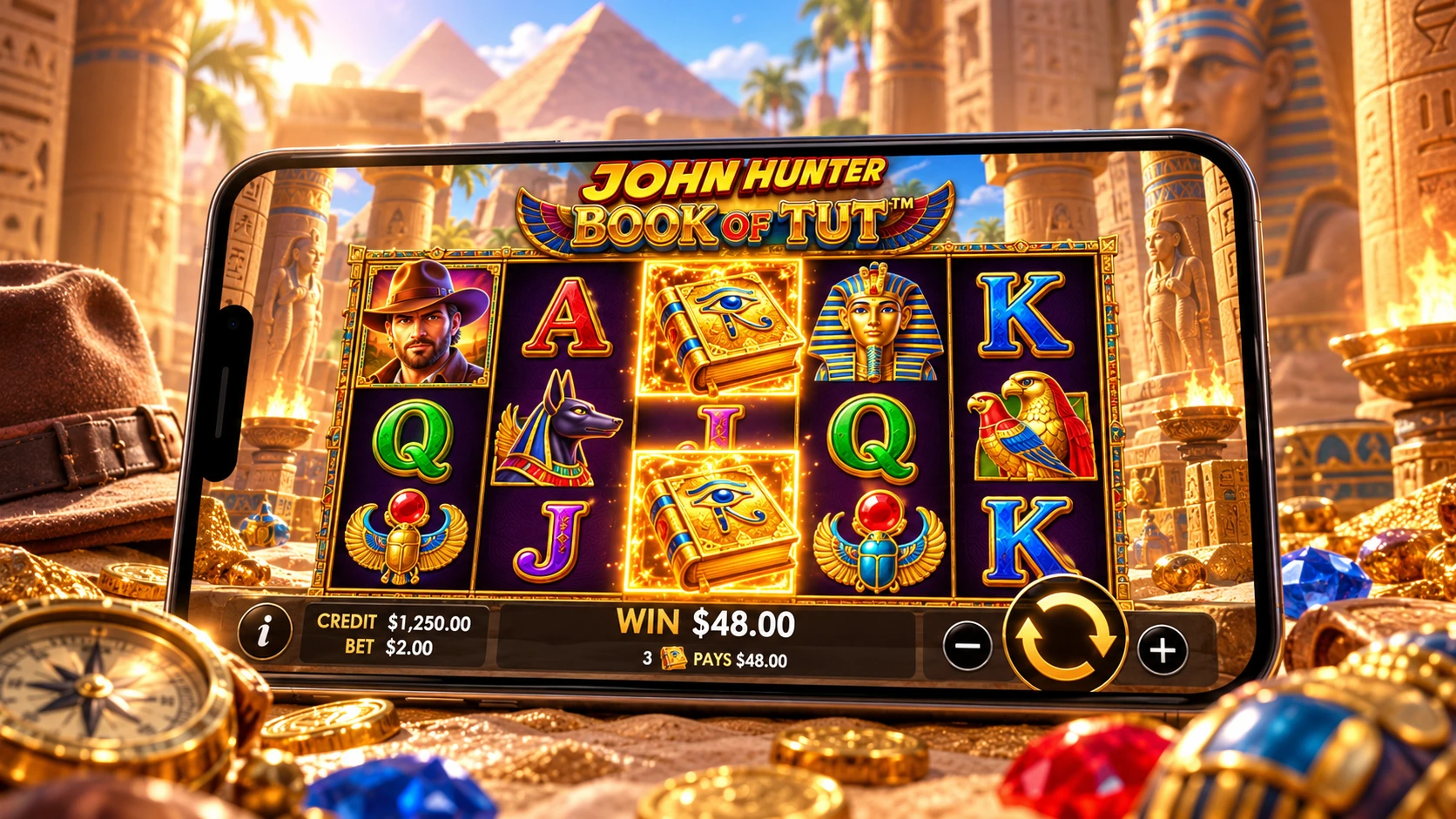 John Hunter slot adventure gameplay on mobile devices