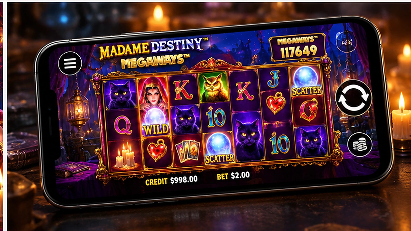 Madame Destiny Megaways mobile slot gameplay