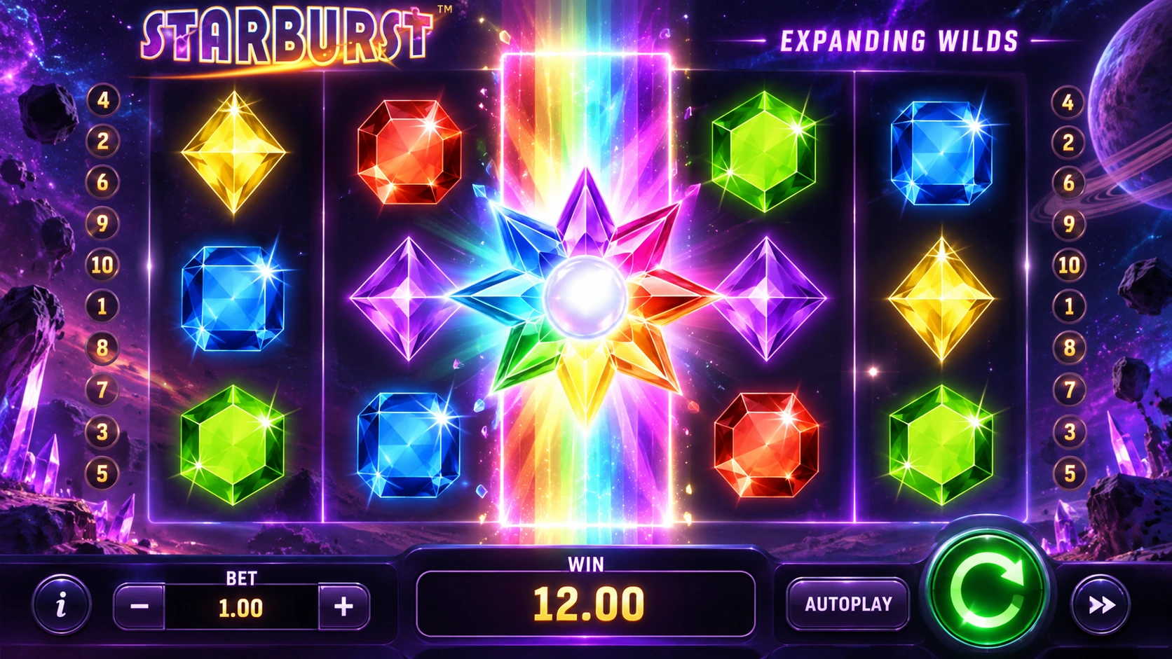 Starburst expanding wild and respins
