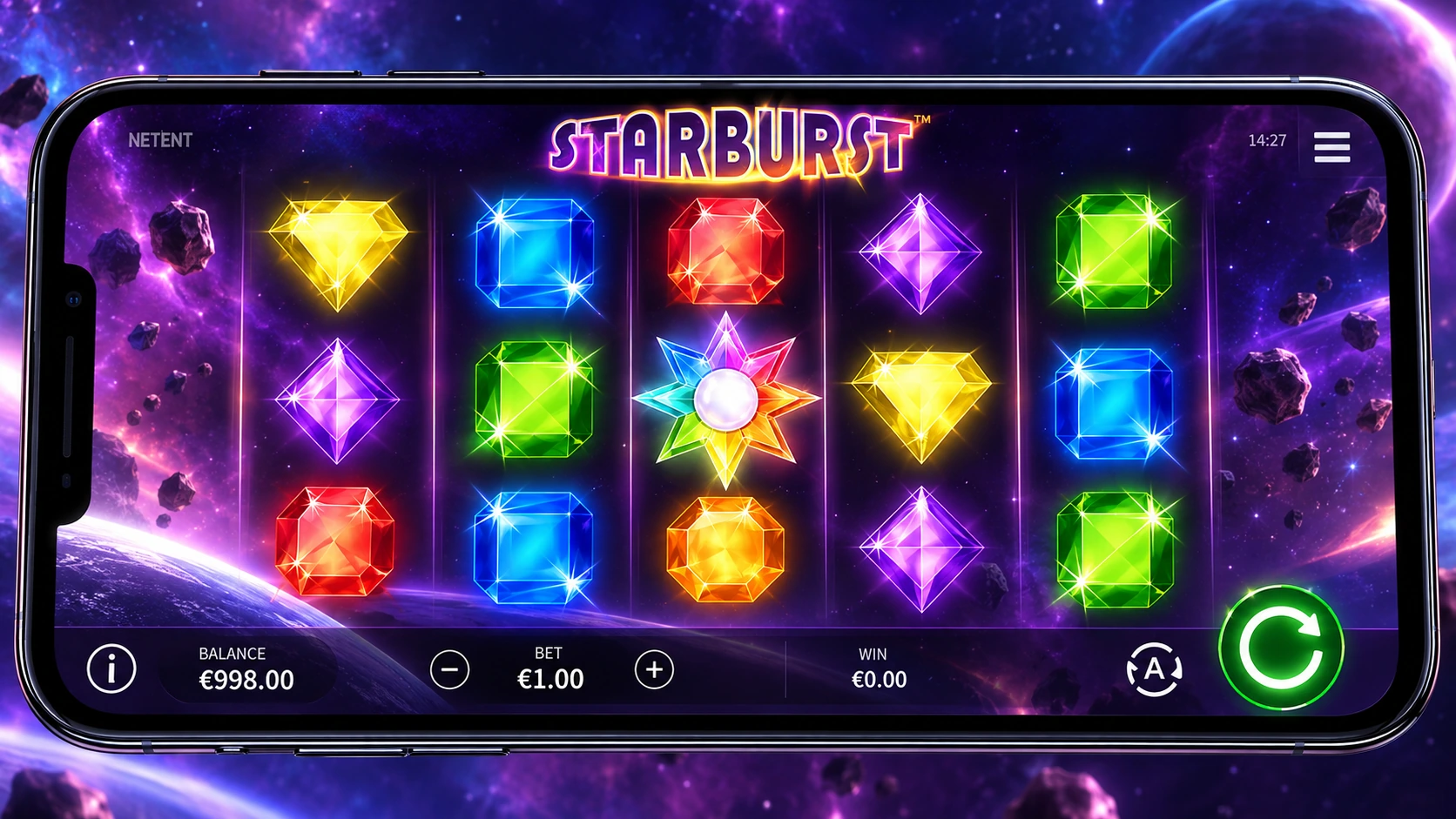 Starburst mobile slot gameplay