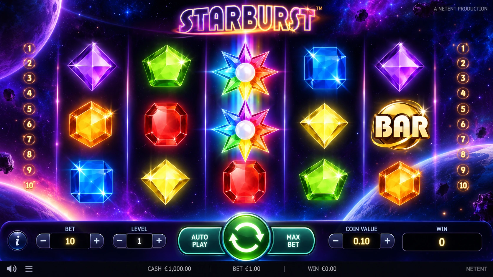 Starburst NetEnt slot gameplay