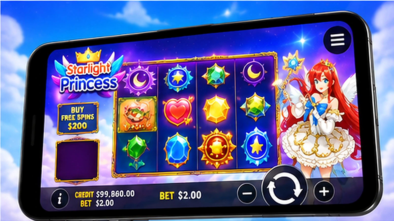 Starlight Princess slot game on a mobile browser