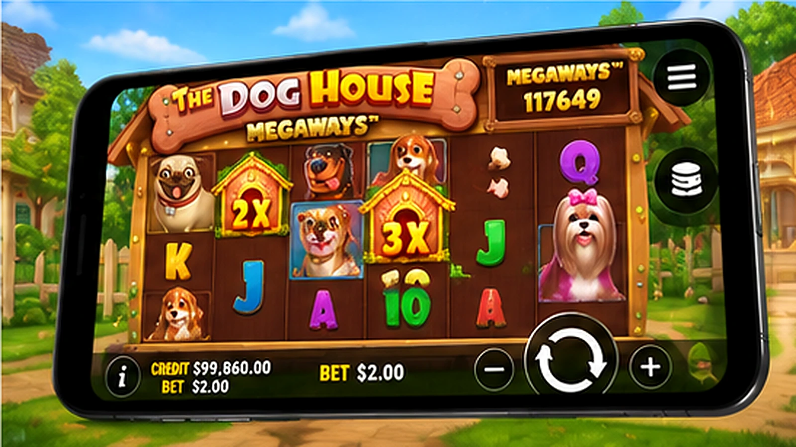 The Dog House Megaways slot on a mobile phone