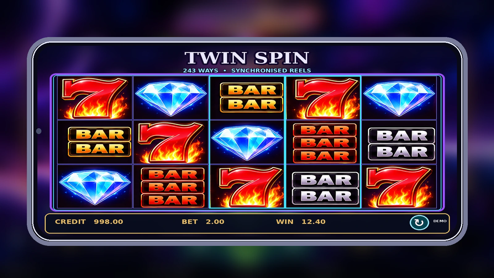Twin Spin slot gameplay optimized for mobile screens