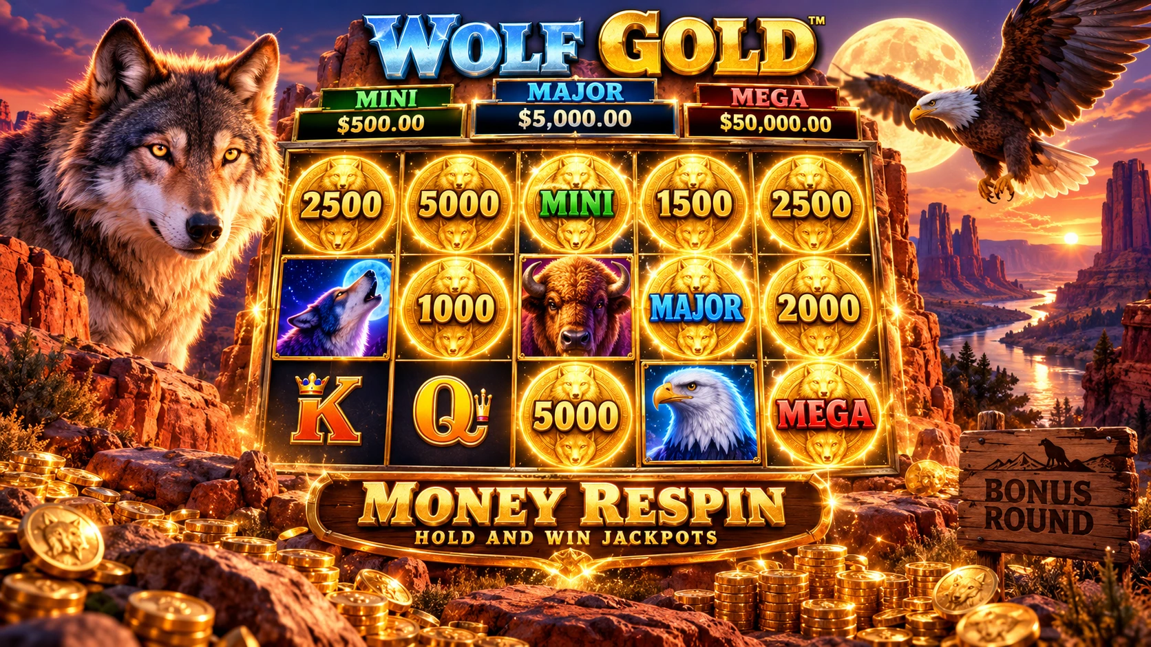 Wolf Gold Money Respin moons and fixed jackpots