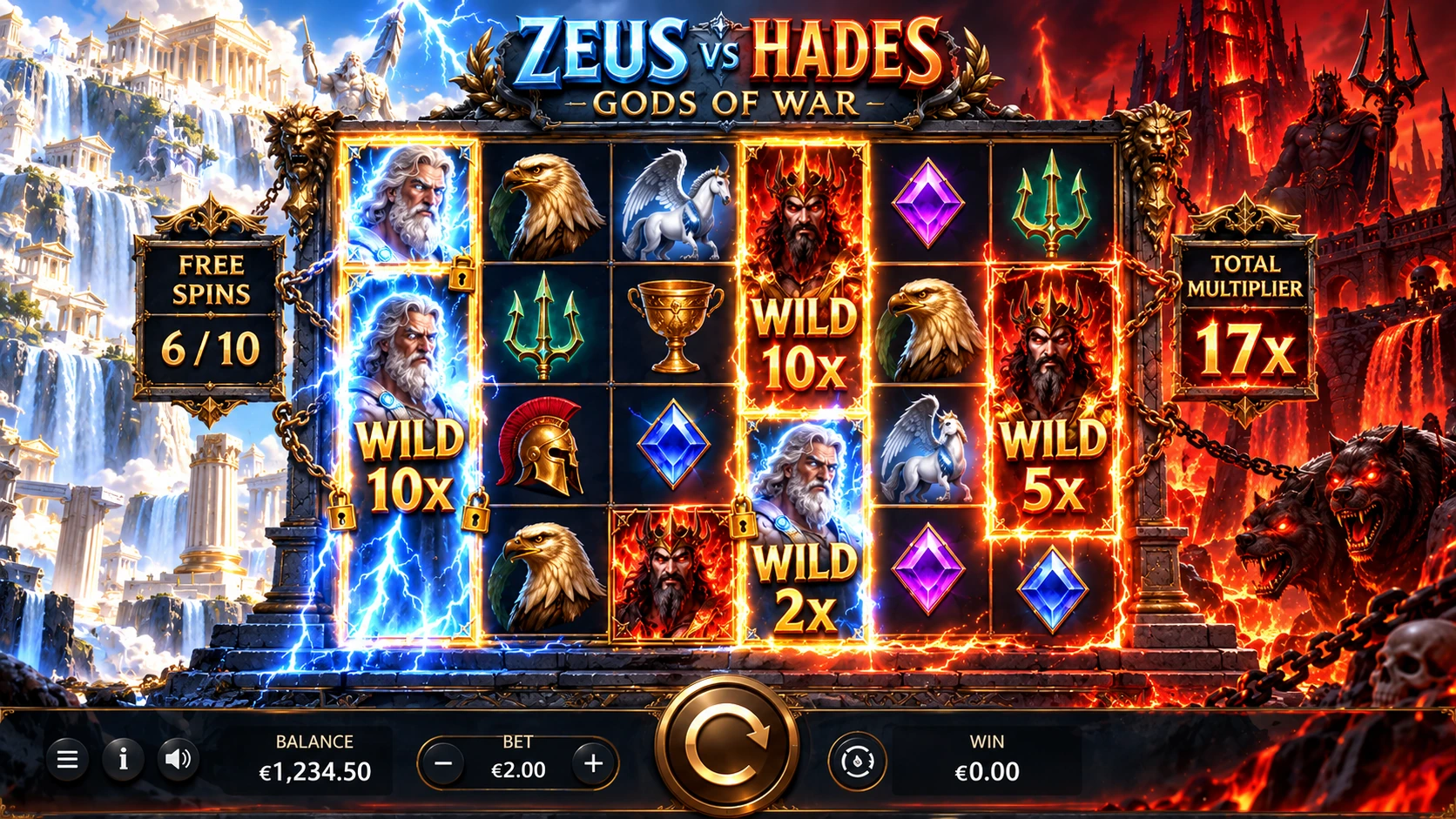 Expanding wild multipliers in Zeus vs Hades Gods of War